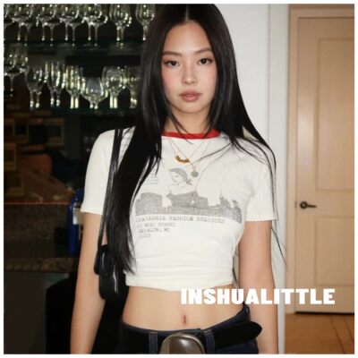 26s新款美式复古拼色短袖T恤女士