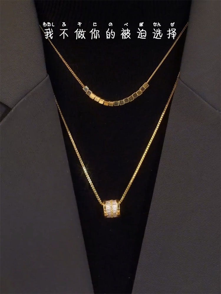双层叠戴锆石小蛮腰项链女轻奢高级感锁骨链长款气质毛衣链配饰品,饰品/流行首饰/时尚饰品新,项链,淘宝优惠券,粉丝福利购,淘宝优惠卷