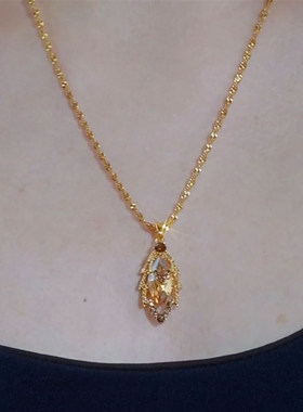 钛钢不掉色金枝玉叶吊坠项链女