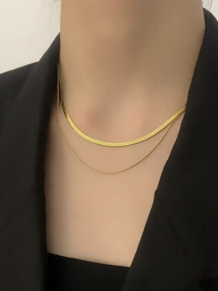 钛钢简约气质双层项链女