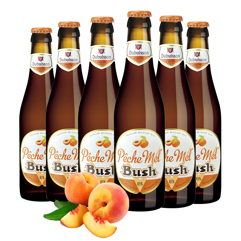 比利时进口精酿啤酒 BUSH布什圣诞/水蜜桃果味啤酒330ml*6瓶 酒类 啤酒 原图主图