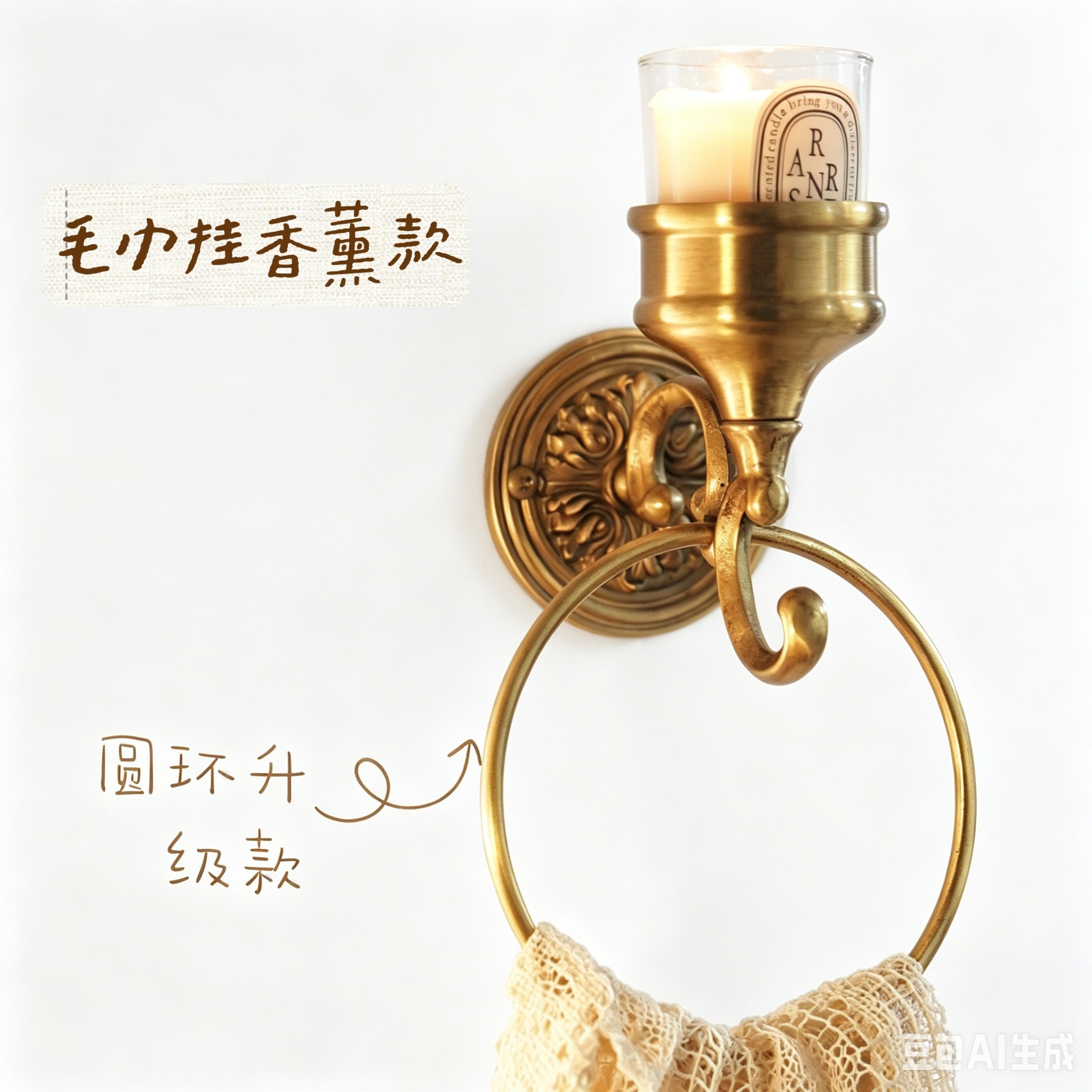 原创欧式黄铜雕花玻璃花插挂钩