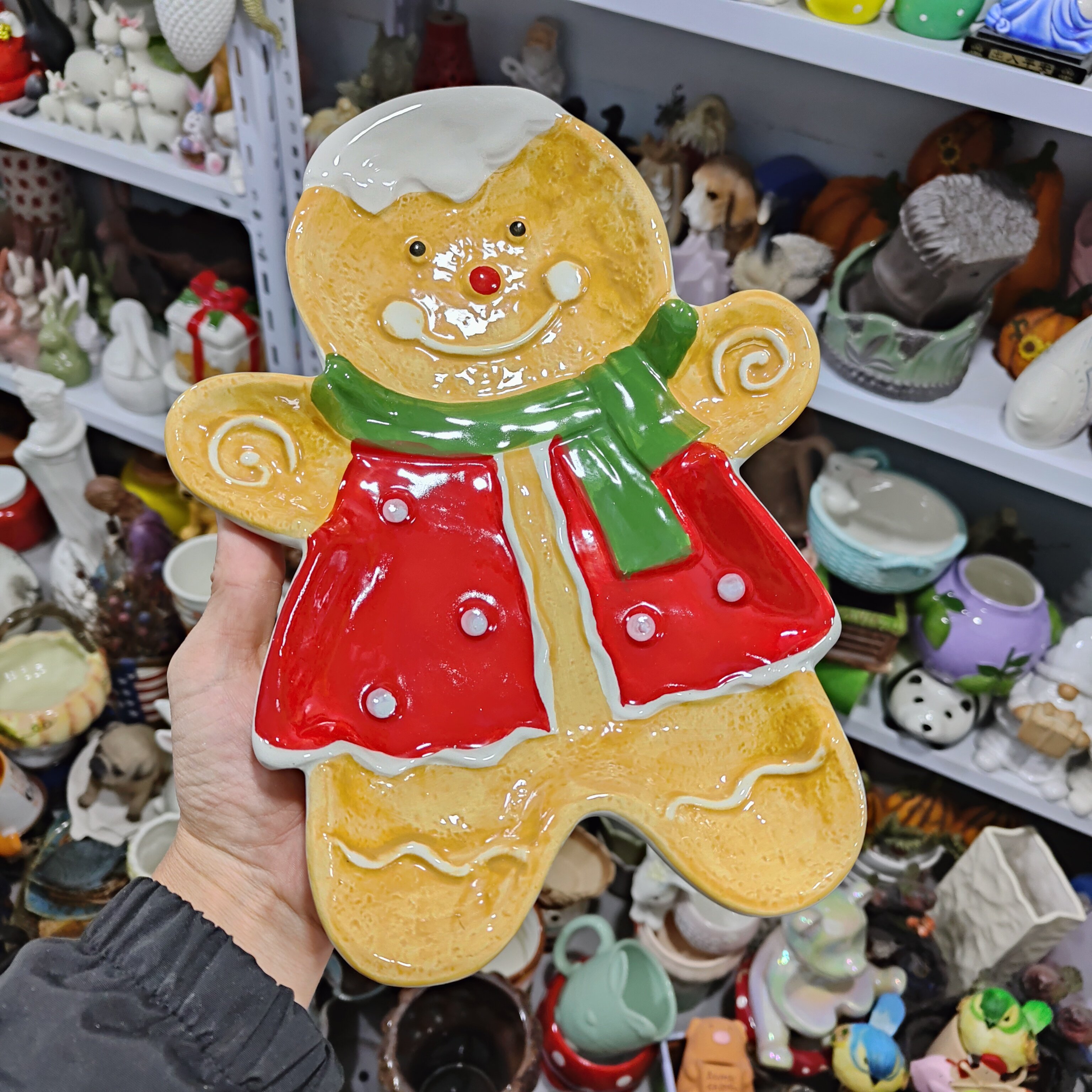 非偏远地区凑满19包邮部分瑕/姜饼人盘碟约25.5*19.3*3