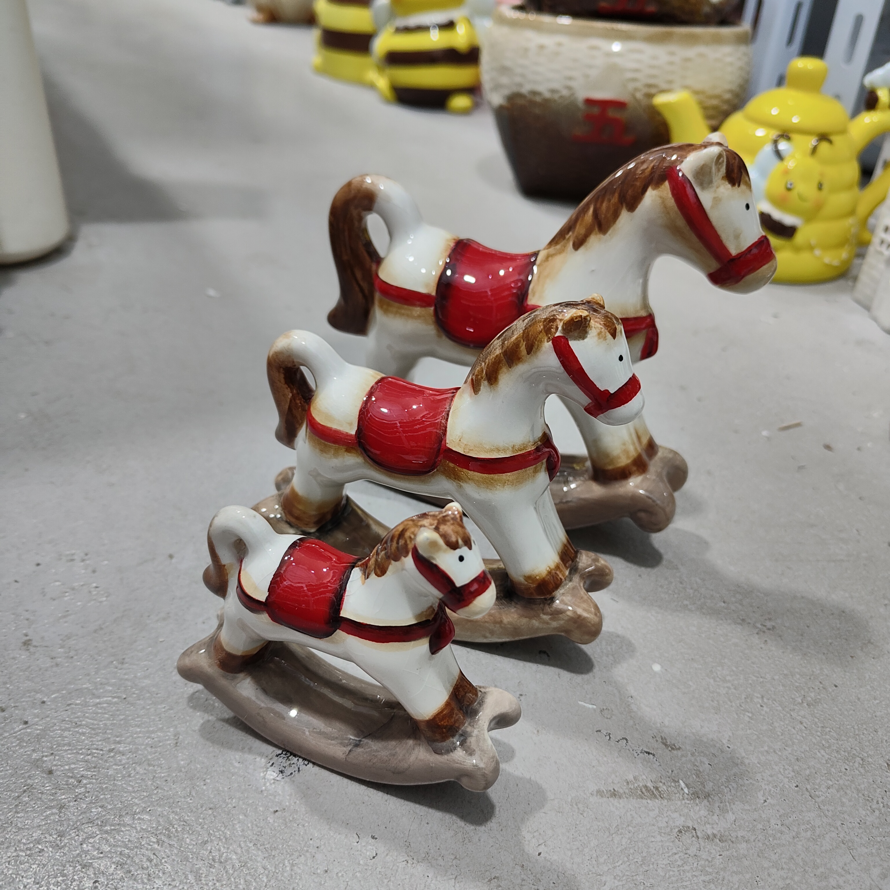 非偏远地区凑满19包邮部分瑕/木马摆件风釉染色