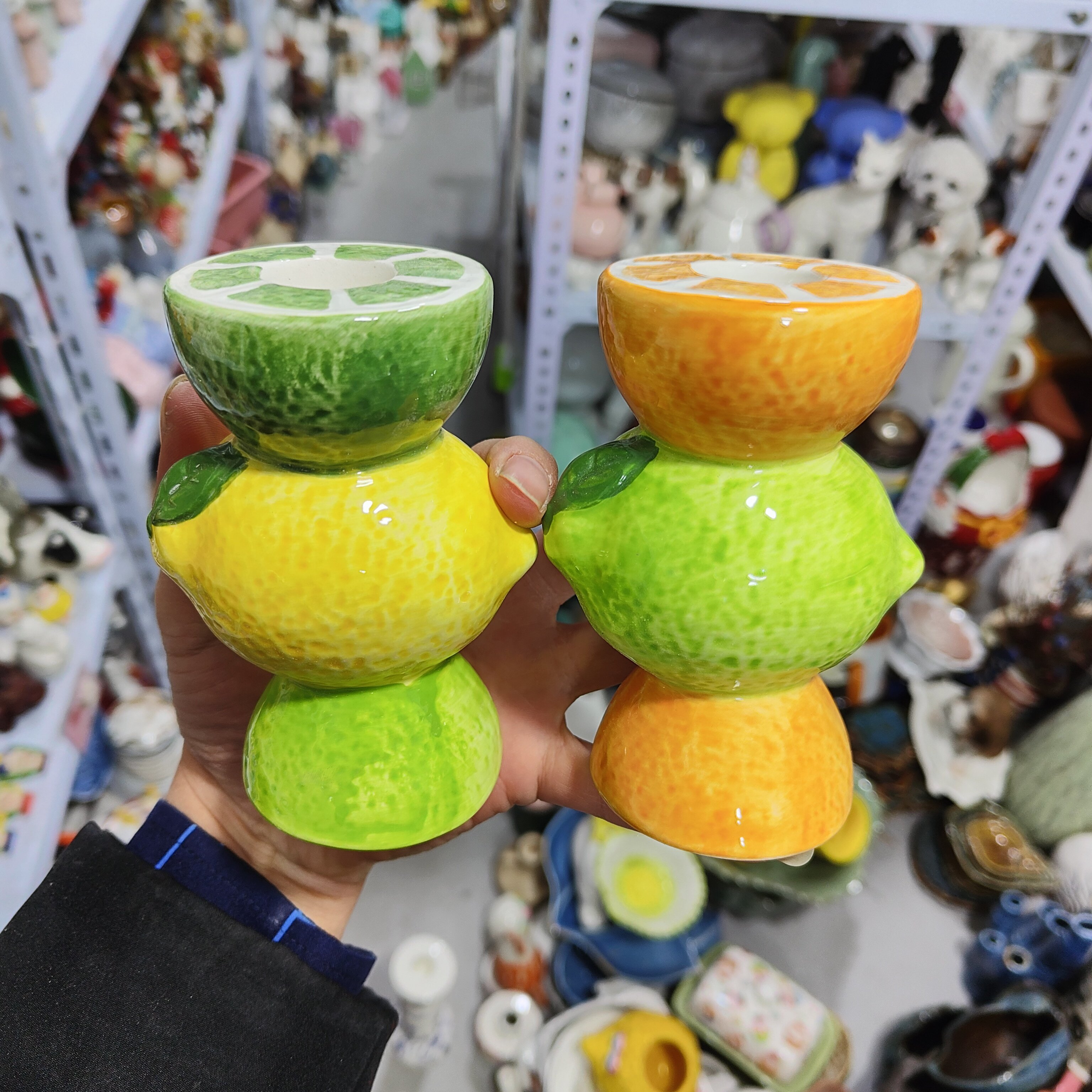 非偏远地区凑满19包邮部分瑕/陶瓷柠檬烛台约高10.8,家居饰品,婚庆/商业花艺,淘宝优惠券,粉丝福利购,淘宝优惠卷