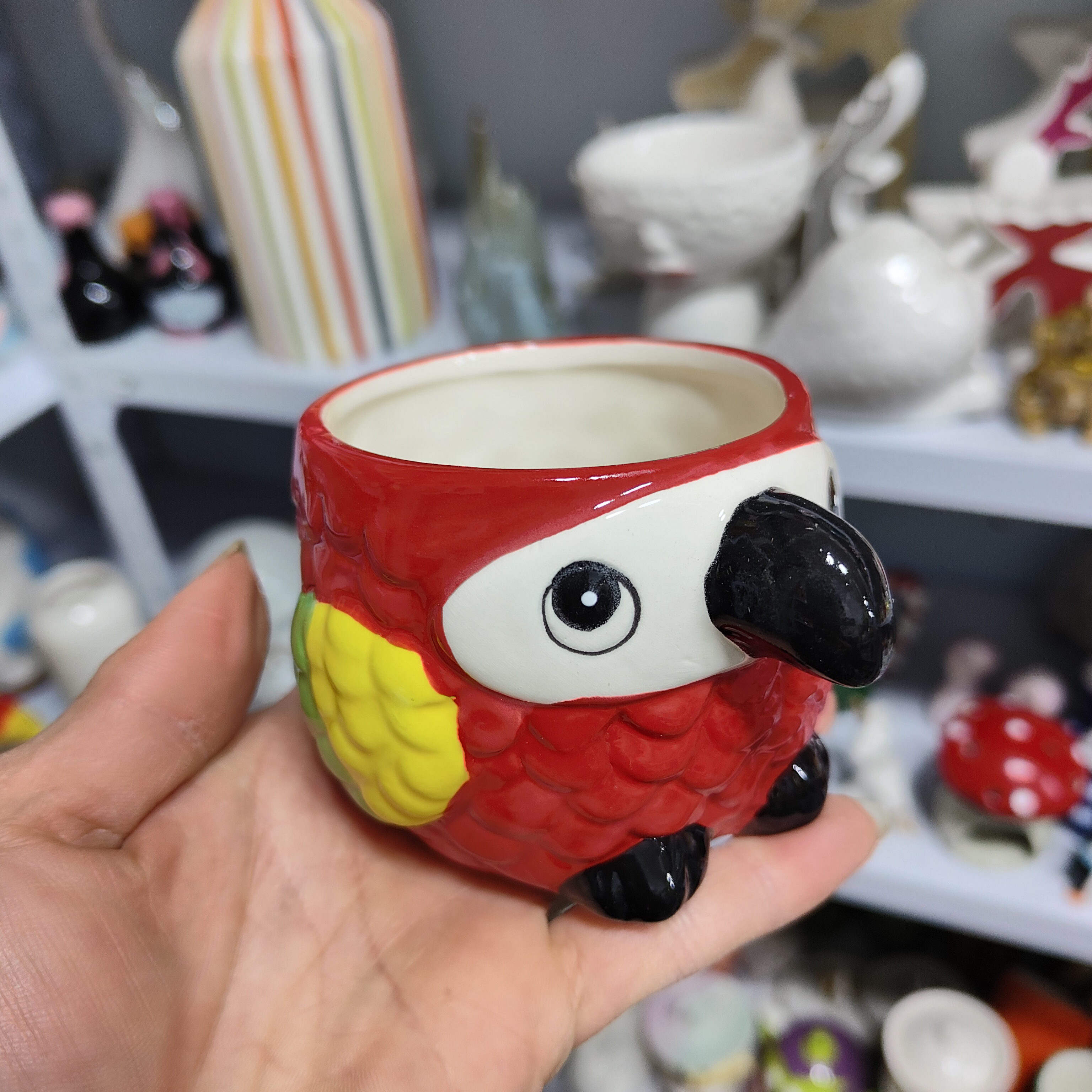 非偏远地区凑满19包邮部分瑕/鹦鹉鸟小盆花盆置物盆缺釉