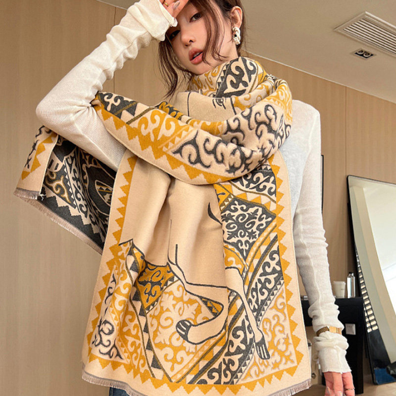 仿羊绒围巾女冬季韩版时尚百搭两用披肩女士秋冬加厚保暖洋气围脖