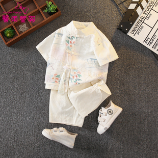 新中式汉服男童夏季古风套装儿童唐装帅气男孩国风中秋古装演出服