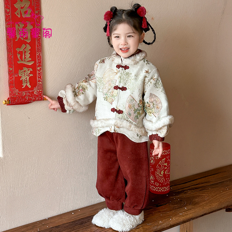 新中式女童汉服秋冬加绒套装国风