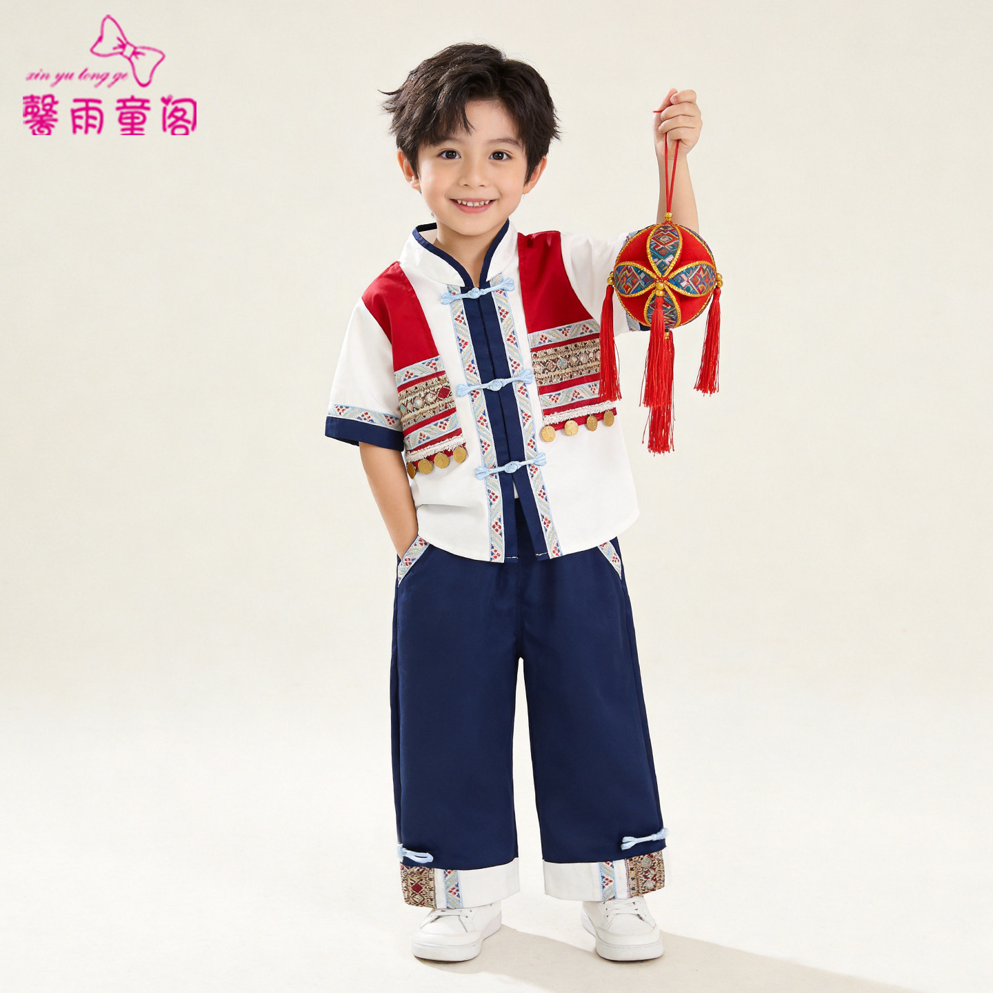 广西壮族三月三少数民族服装男童夏苗族幼儿园六一舞蹈儿童表演服