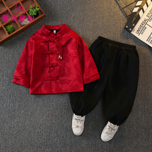 新中式拜年服男童汉服冬季国风套装儿童喜庆唐装2026宝宝新年衣服