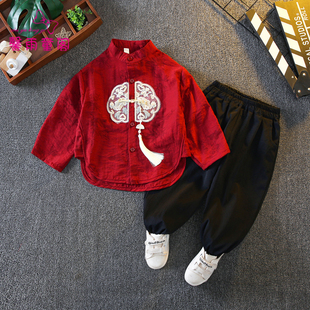 汉服男童国风春秋套装新中式国风古装儿童小少爷唐装宝宝周岁礼服