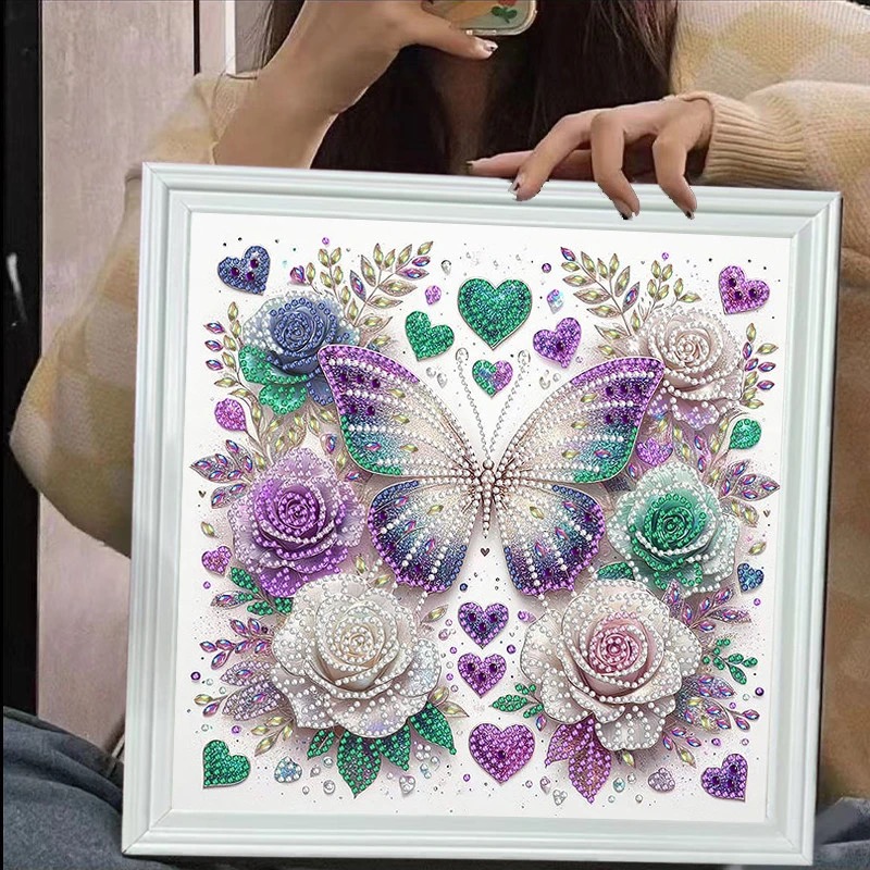 3d立体diy异形设计亮钻贴画钻石蝴蝶装饰画儿童生日礼物手工贴画图片