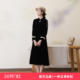 旗袍连衣裙 长袖 布符2026年春新款 原创设计黑丝绒双扣水滴领修身