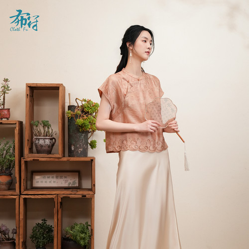 布符新中式福禄刺绣旗袍上衣