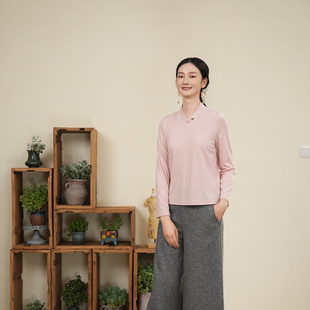 原创设计年秋季 时尚 新品 上衣修身 绣花交领针织长袖 布符新中式