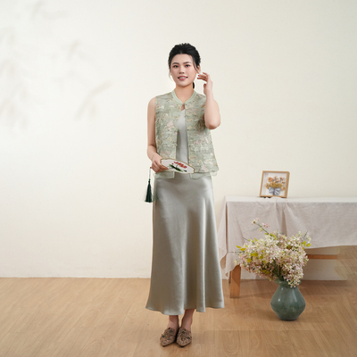 布符新中式重工绣双层马甲夏季