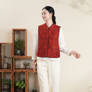 修身 新品 百搭 「海棠红提花A型双面穿马甲」2026年春季 布符新中式