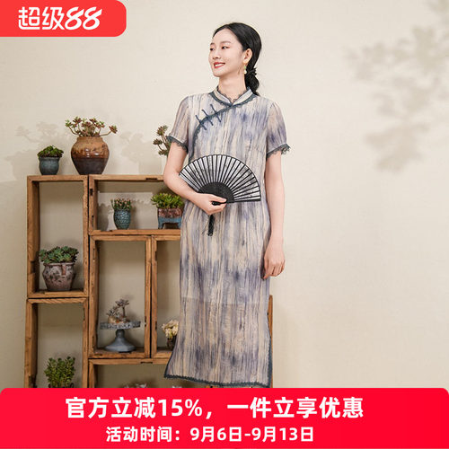 布符年夏季新品原创设计旗袍女装中式盘扣显瘦气质高贵优雅