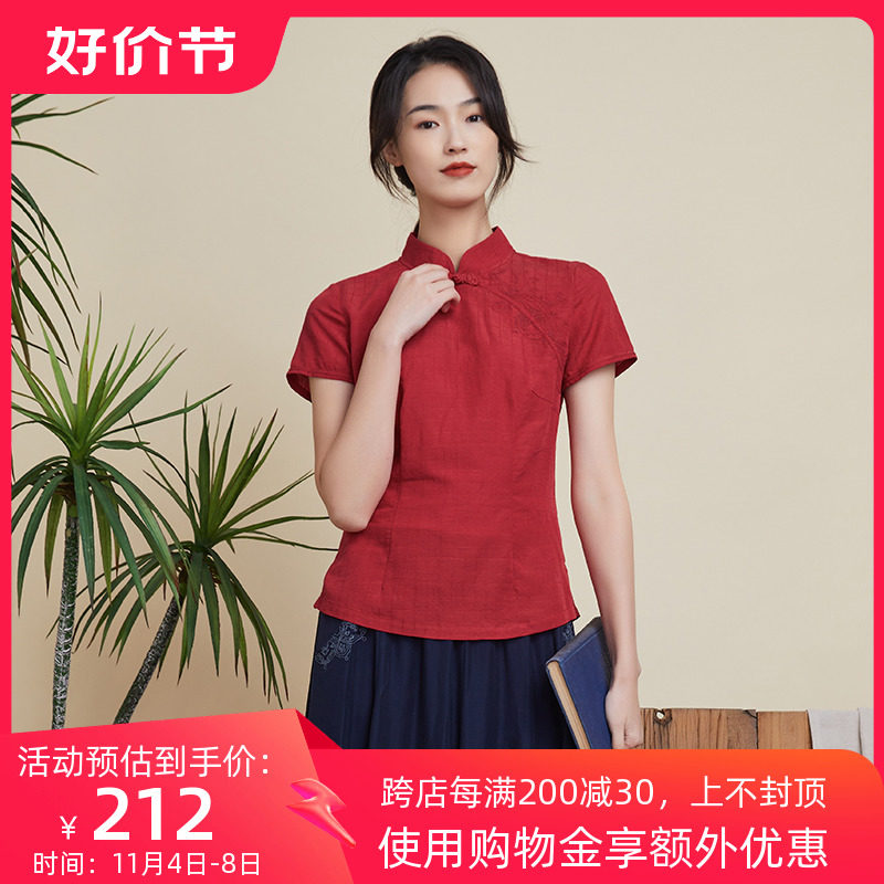 唐装女中国风布符夏季新款原创复古时尚改良经典茶道旗袍上衣怎么看?