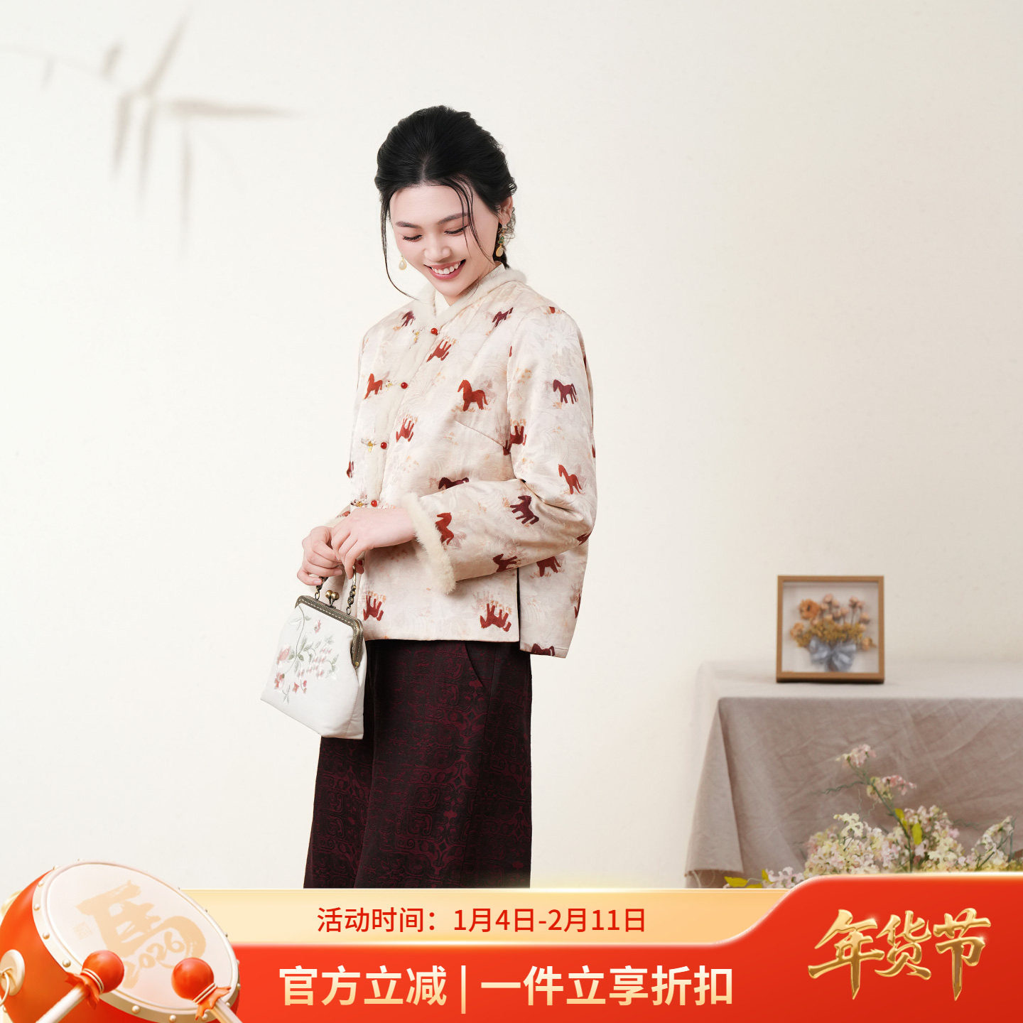 布符新中式「顺意福马真丝双面穿蚕丝外套」2026年春季新品短款女,女装/女士精品,短外套,淘宝优惠券,粉丝福利购,淘宝优惠卷