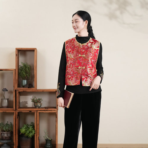 布符新中式凤舞九天云锦马甲