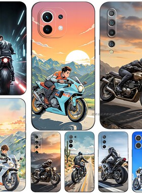 磨砂软手机壳适用小米17 15 14 13T1010S11 12 12X12S13PRO 摩托机车酷炫少年