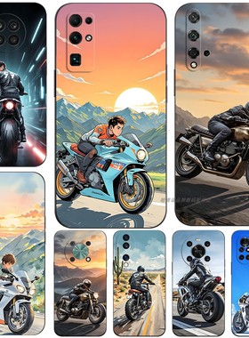 磨砂软手机壳适用荣耀40030020010050607080GT90 X706050X40X10X20X30Pro+2020S畅玩40Plus 摩托机车酷炫少年