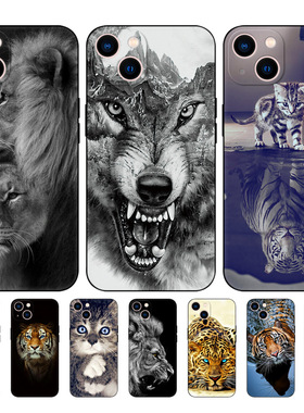 硅胶肤感狼狗猫猎豹老虎手机壳套适用于苹果iPhone1716 15 14 13 12 11pro MAX 78PLUS防摔全包