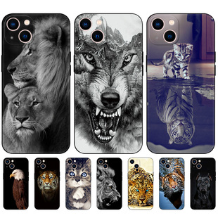 硅胶肤感狼狗猫猎豹老虎手机壳套适用于苹果iPhone1716 15 14 13 12 11pro MAX 78PLUS防摔全包