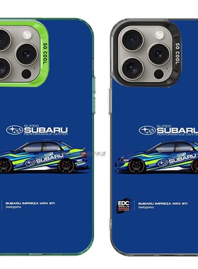 大孔硬壳手机壳适用苹果iPhone17Pro16Max13Pro15XS14XR8X7plus12SE11 斯巴鲁蓝色汽车图案