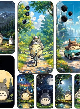 磨砂软手机壳适用红米NOTE1413K80K70K50K6012turbo11PROPLUS+至尊K40K30iUltra5G 龙猫油画可爱