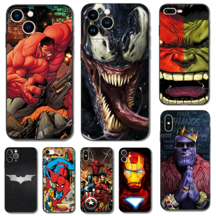 硅胶漫威蜘蛛侠毒液灭霸绿巨人手机壳套适用于iPhone17 16 15 14苹果13X卡通7 8P11 12oppo vivo荣耀一加