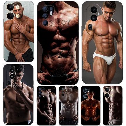 硅胶软手机壳适用OPPO A72 5G RENO14 13 12 11 10 9 8 7 6 5 PRO K PLUS + 男子健美肌肉性感