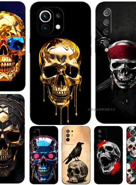 磨砂软手机壳适用小米17 15 14 13T1010S11 12 12X12S13PRO 海盗骷髅中指