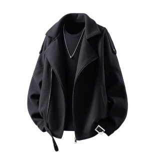 5XL呢料西装 双层领斜拉链设计风衣版 型大码 夹克男装