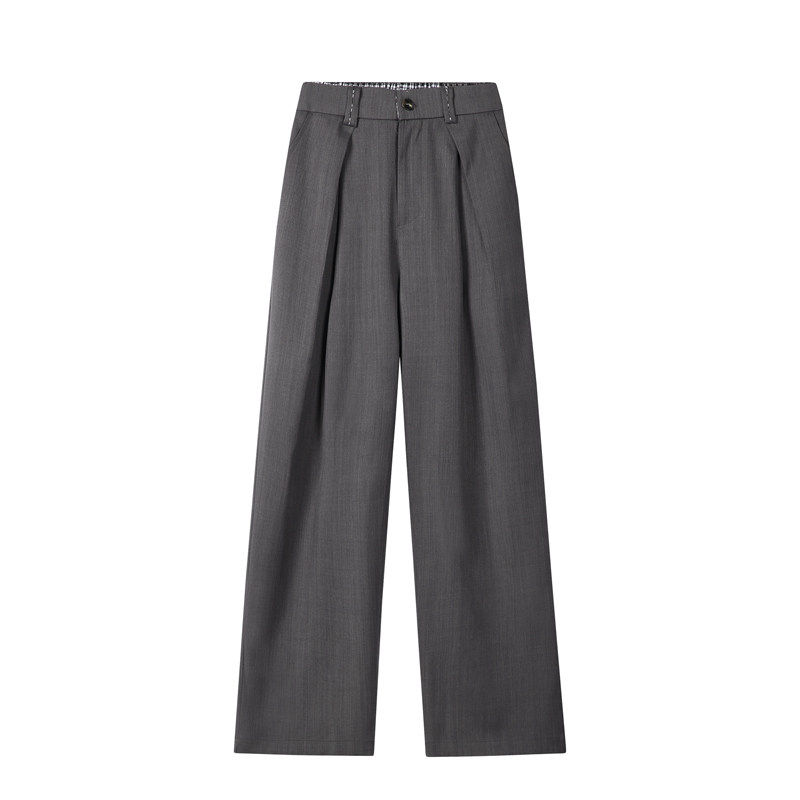 老钱风垂感阔腿裤男直筒百搭灰色西装长裤春夏休闲裤casual pants