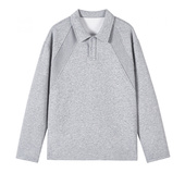 280g衬衫 领重磅翻领长袖 T恤男士 2026年春款 曼巴棉POLO打底衫