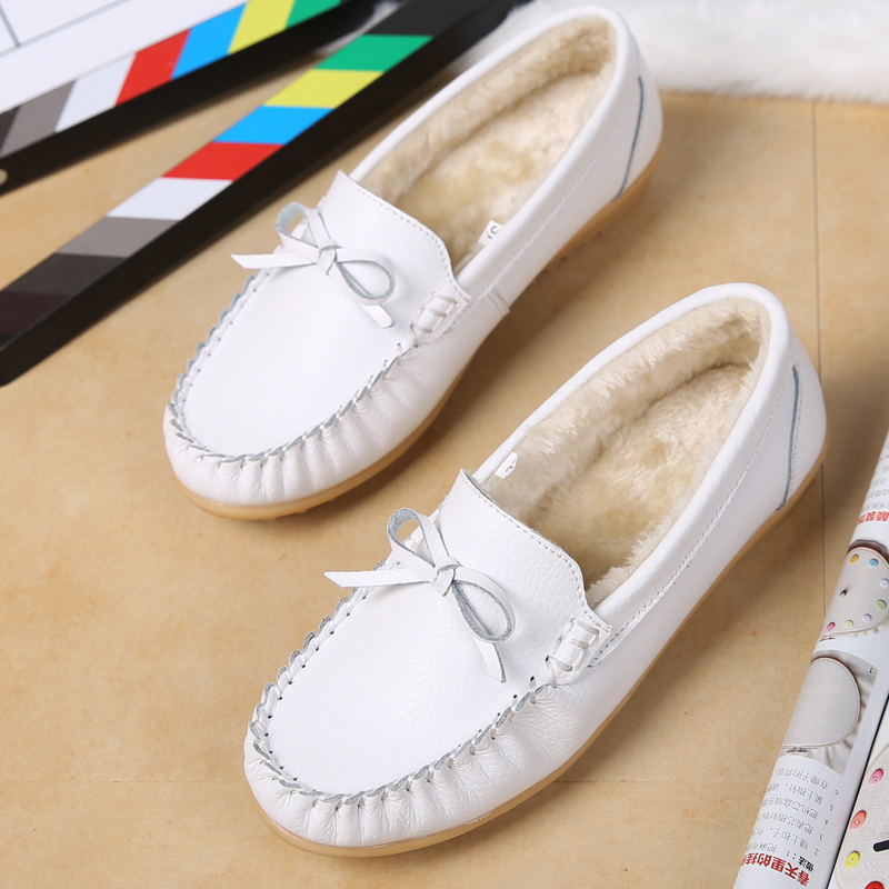 白色加绒孕妇保暖护士工作鞋防滑