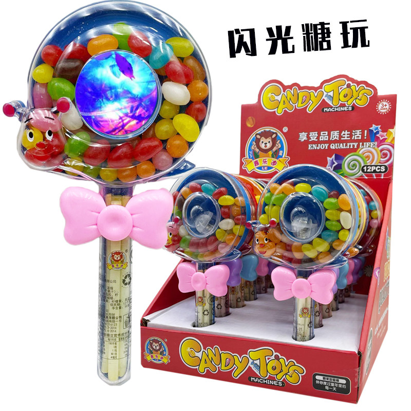 儿童创意闪光彩色果汁软糖cc乐吸管糖果 蜗牛造型玩具 棒棒糖零食
