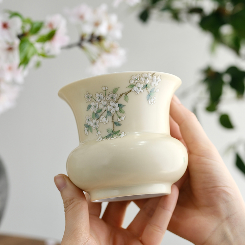 小谦山房宋遇梨花水盂景德镇陶瓷水洗茶洗笔洗建水茶具茶道零配件