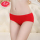 衩结婚本命年喜庆鸿运大红三角裤 浪莎内裤 女士中腰纯色短裤 头2条