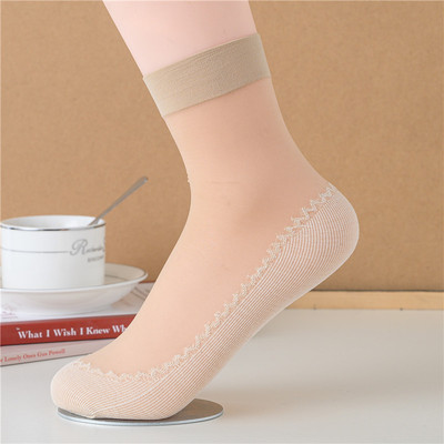 浪莎女士薄款脚底棉丝袜