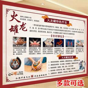 龙罐疗法功效宣传画火龙灸广告图片艾灸馆装饰画肚墙贴海报