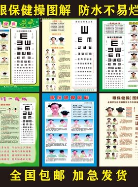 眼保健操图解挂图幼儿园学校班级墙贴眼保健图标准对数视力表新版