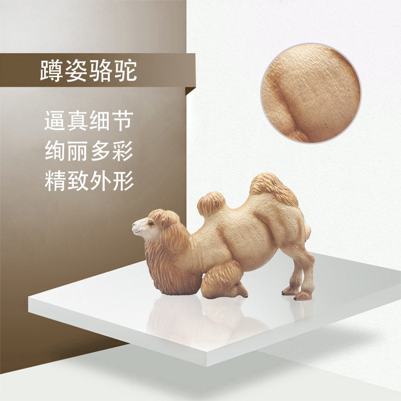 儿童仿真玩具 下跪骆驼趣味实心模型 车载动物摆件小礼品