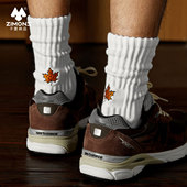 子墨袜子男款 刺绣纯棉纱线冬季 加厚毛巾底青少年长袜羽毛球堆堆袜