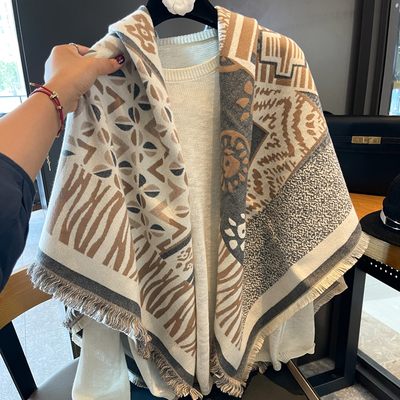 秋冬短须韩版加厚方巾围巾披肩女