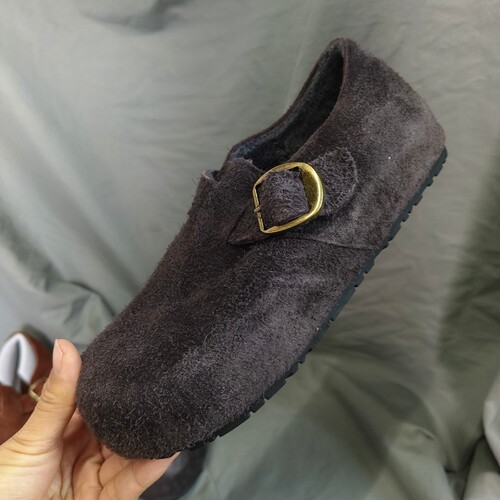 断码捡漏 简约风反绒皮勃肯鞋女金属扣一脚蹬百搭舒适加绒女鞋