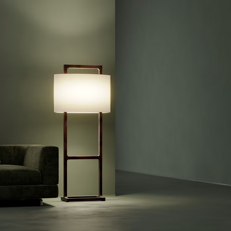 侘寂风黑色木纹落地灯意大利创意个性样板房客厅卧室茶室经典地灯